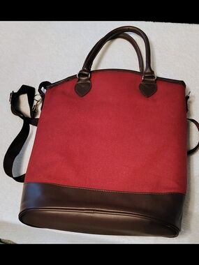 Sachi- Canvas And Leather 3 Bottle Wine Tote